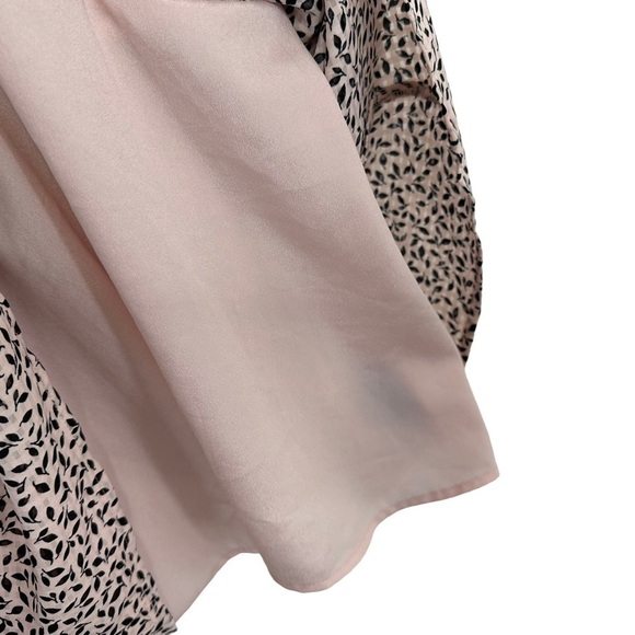 Who What Wear Women Puff Sleeve Tiered Printed Dress Sz Medium Pink Black Lined - Picture 3 of 6